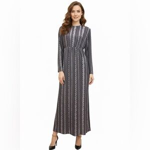 DEVORAH'S SECRET Modest Dress Empire Waist Silver Streak